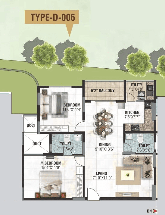 BRR North Excellency Unit plan - 873 sq.ft.