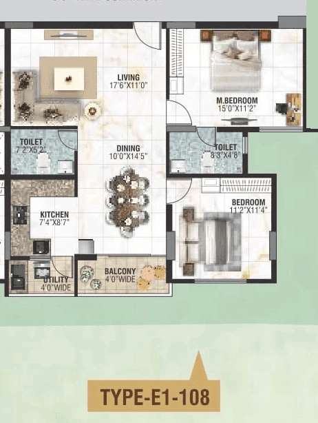 BRR North Excellency Unit plan - 861 sq.ft.