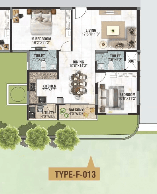 BRR North Excellency Unit plan - 881 sq.ft.