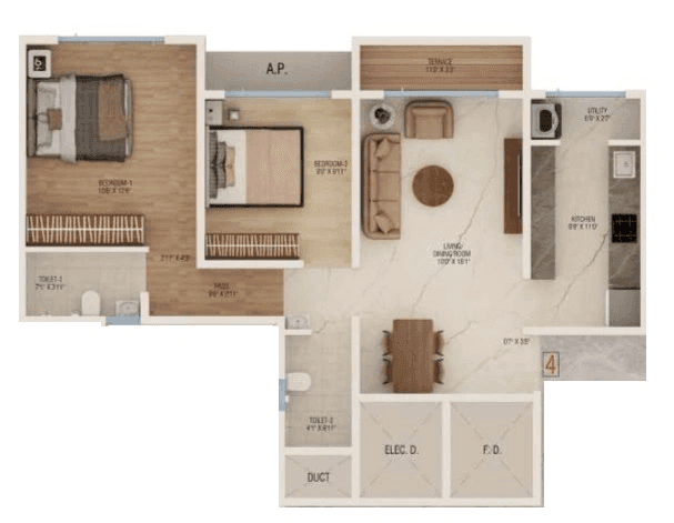 Dream Nityanand Unit plan - 667 sq.ft.