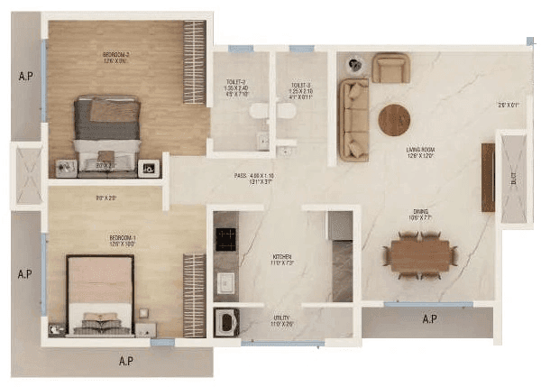 Dream Nityanand Unit plan - 803 sq.ft.