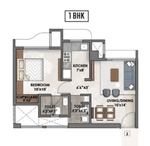 Ashar Merac Unit plan - 390 sq.ft.
