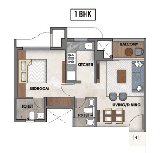 Ashar Merac Unit plan - 420 sq.ft.