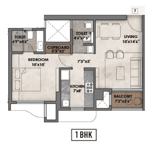 Ashar Merac Unit plan - 444 sq.ft.