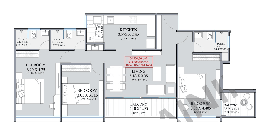 Ahura The Latitude Unit plan - 1135 sq.ft.