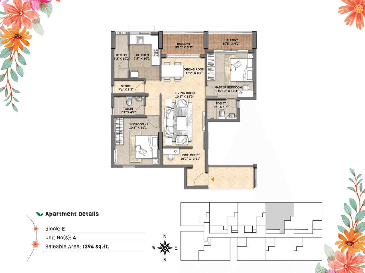 HiLiving Evita Unit plan - 906 sq.ft.