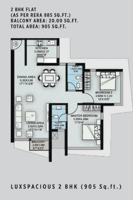 Unit plan - 905 sq.ft.