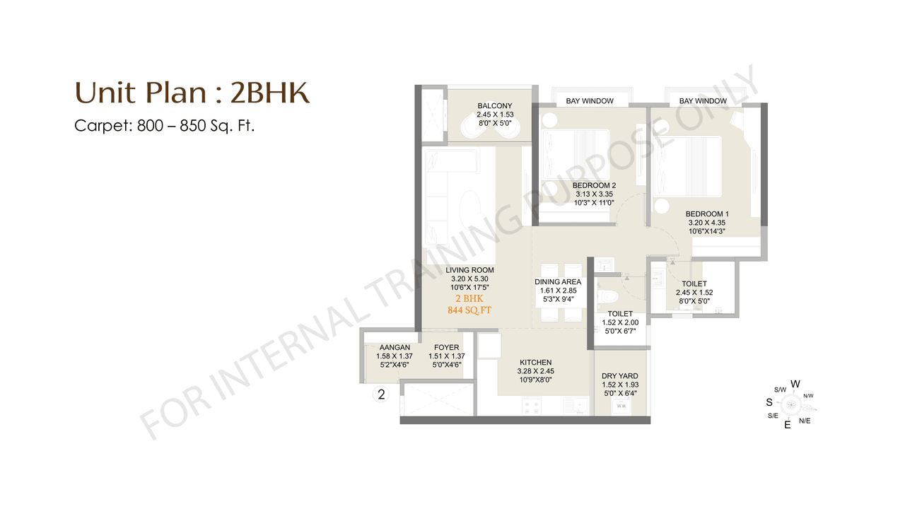 Jhamtani The Crown Unit plan - 850 sq.ft.