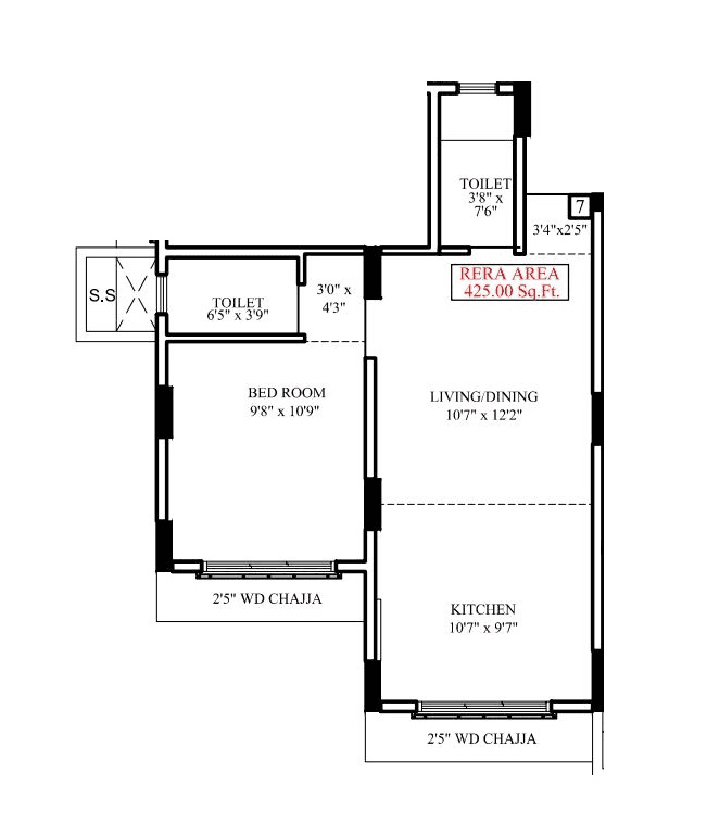 Unit plan - 425 sq.ft.