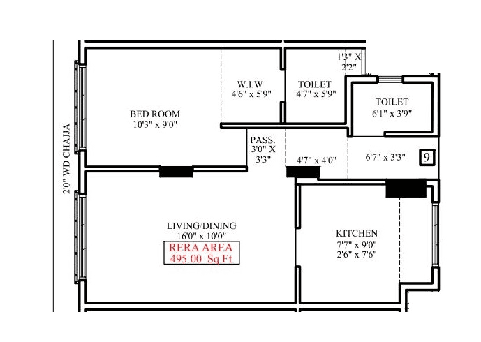 Unit plan - 495 sq.ft.