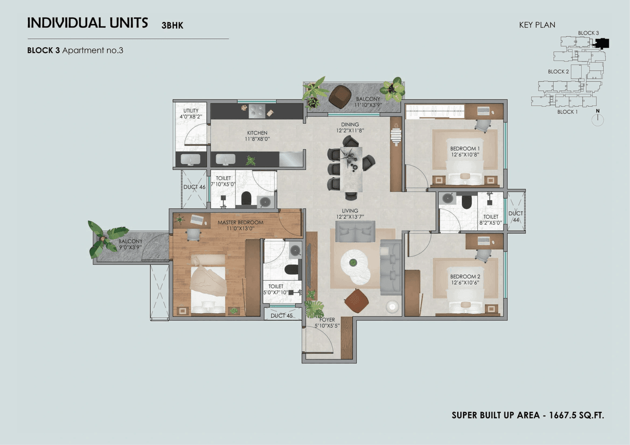 Saiven Six Senses Unit plan - 1057 sq.ft.
