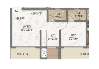 Asmi Legend Unit plan - 356 sq.ft.