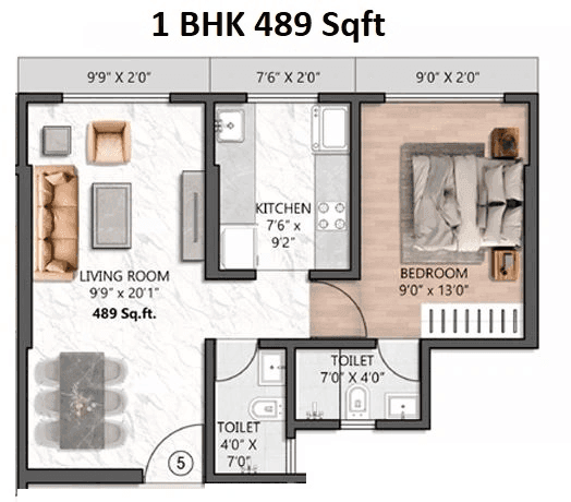 Shelar Supremus Unit plan - 489 sq.ft.