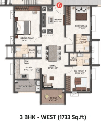 Tridasa Rise Unit plan - 1120 sq.ft.