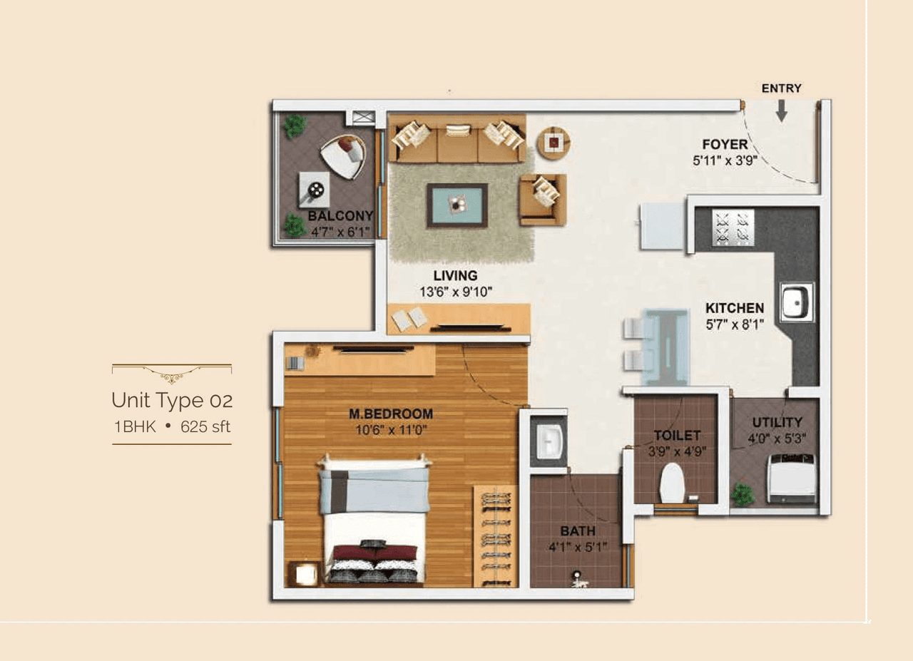 Ramky Lumina Unit plan - 469 sq.ft.