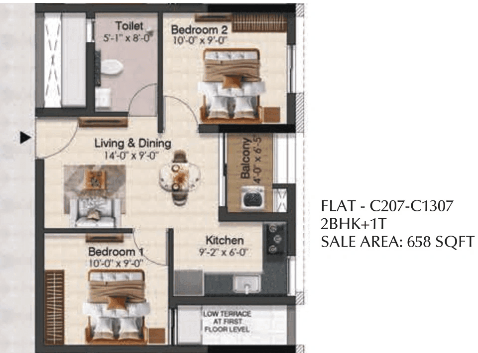 Radiance Solitaire Unit plan - 427 sq.ft.