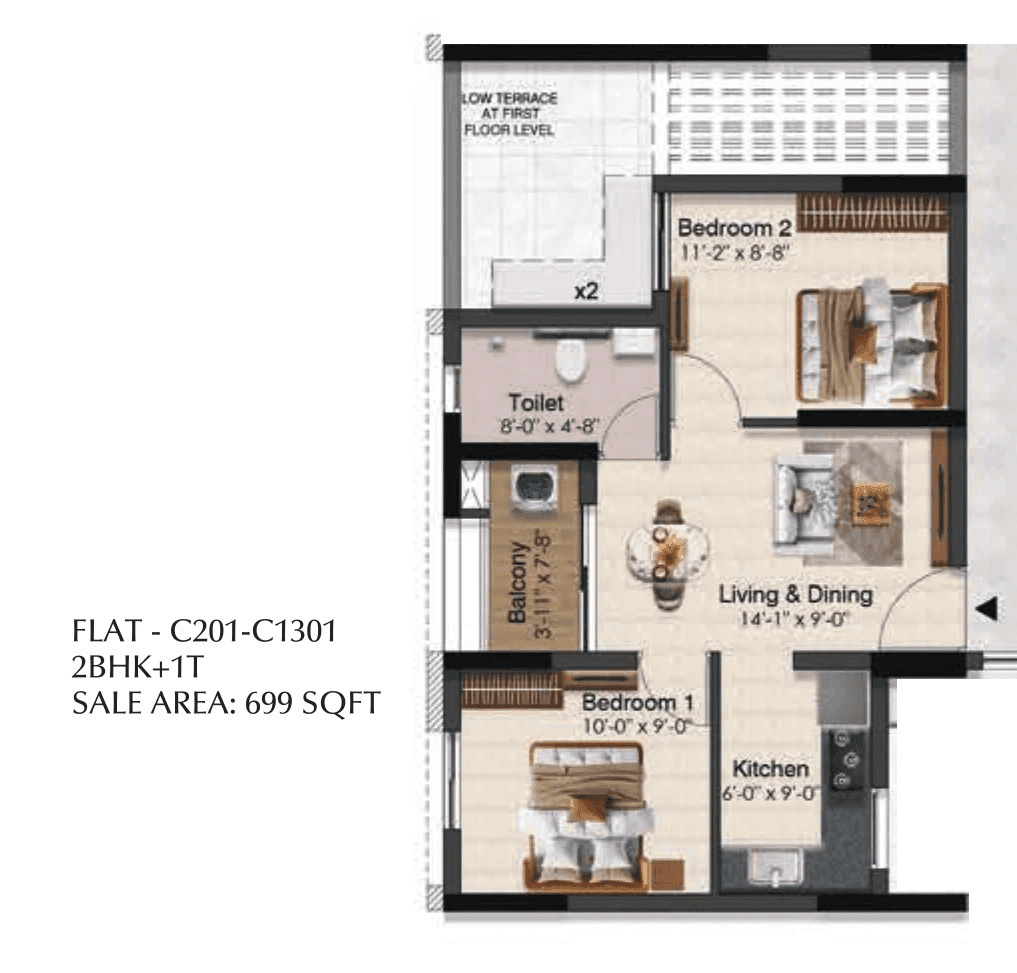 Radiance Solitaire Unit plan - 454 sq.ft.