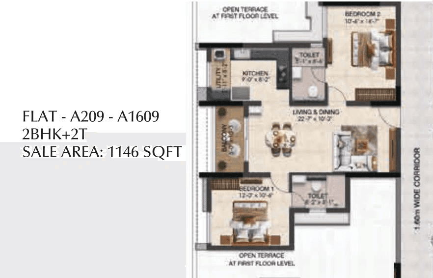 Radiance Solitaire Unit plan - 744 sq.ft.