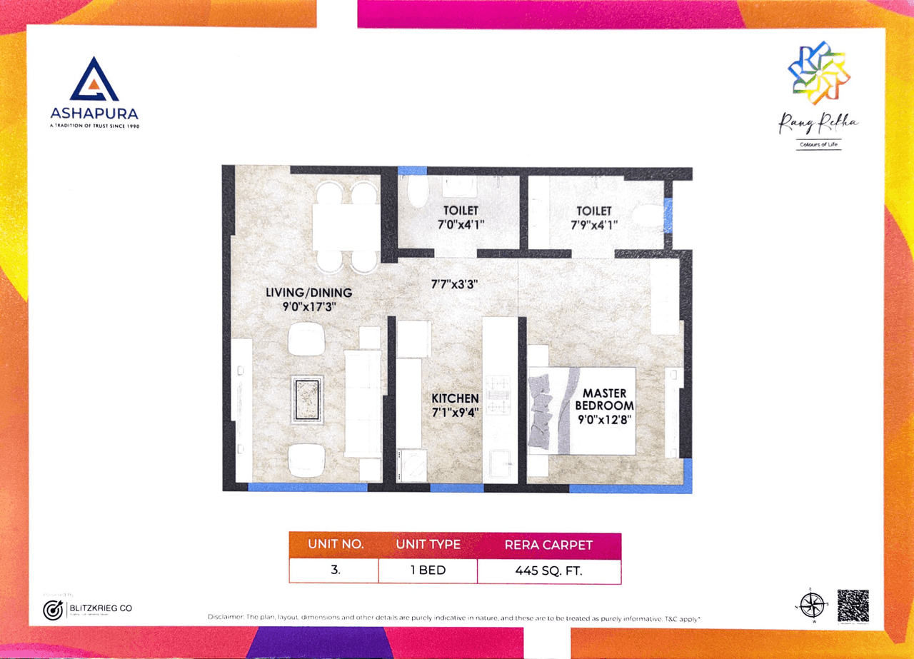 Ashapura Rang Rekha Unit plan - 445 sq.ft.