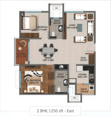 Cybercity Marina Skies Unit plan - 937 sq.ft.