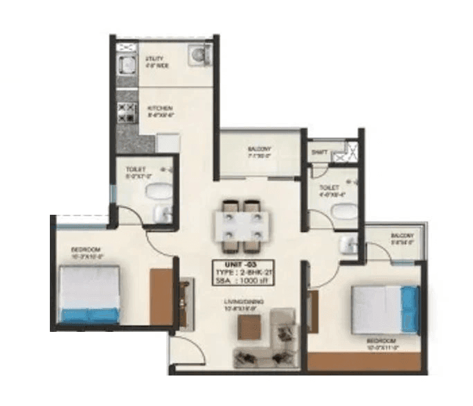 Unit plan - 593 sq.ft.