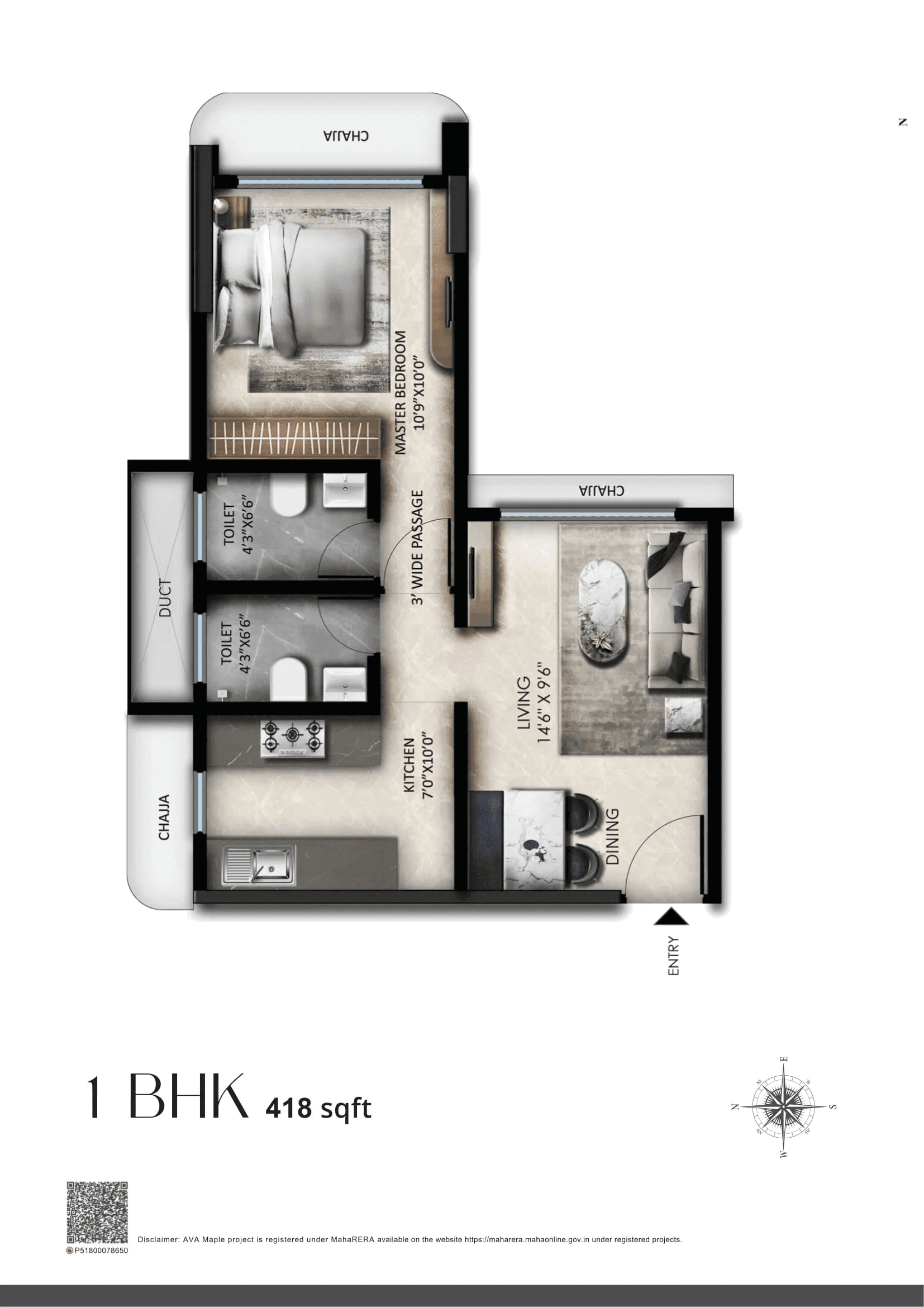 Unit plan - 418 sq.ft.