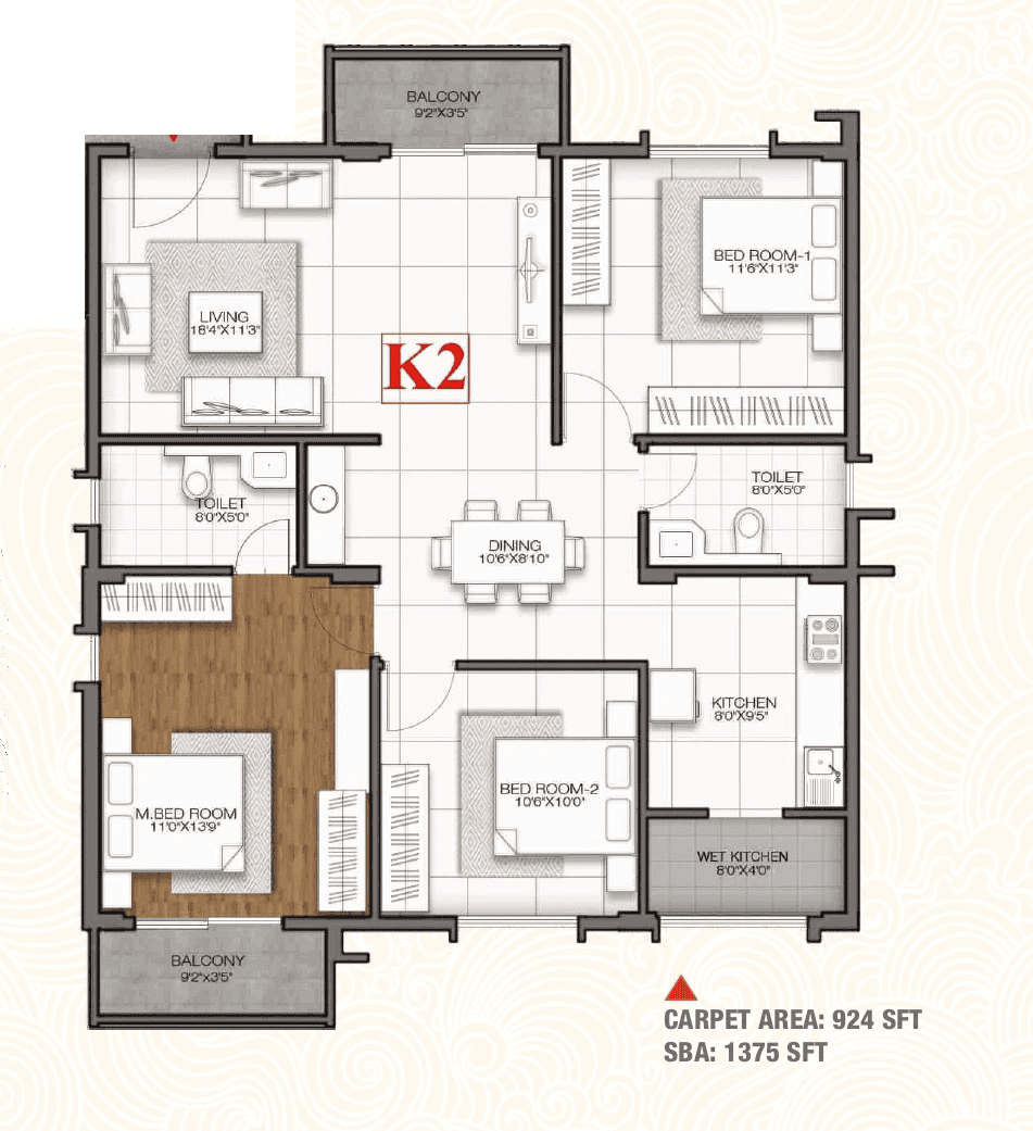 Unit plan - 923 sq.ft.