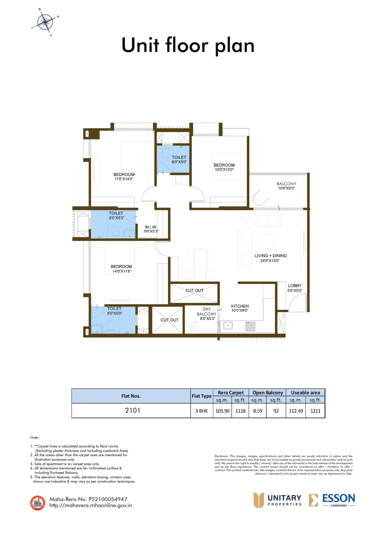 Unitary Constella Unit plan - 1118 sq.ft.