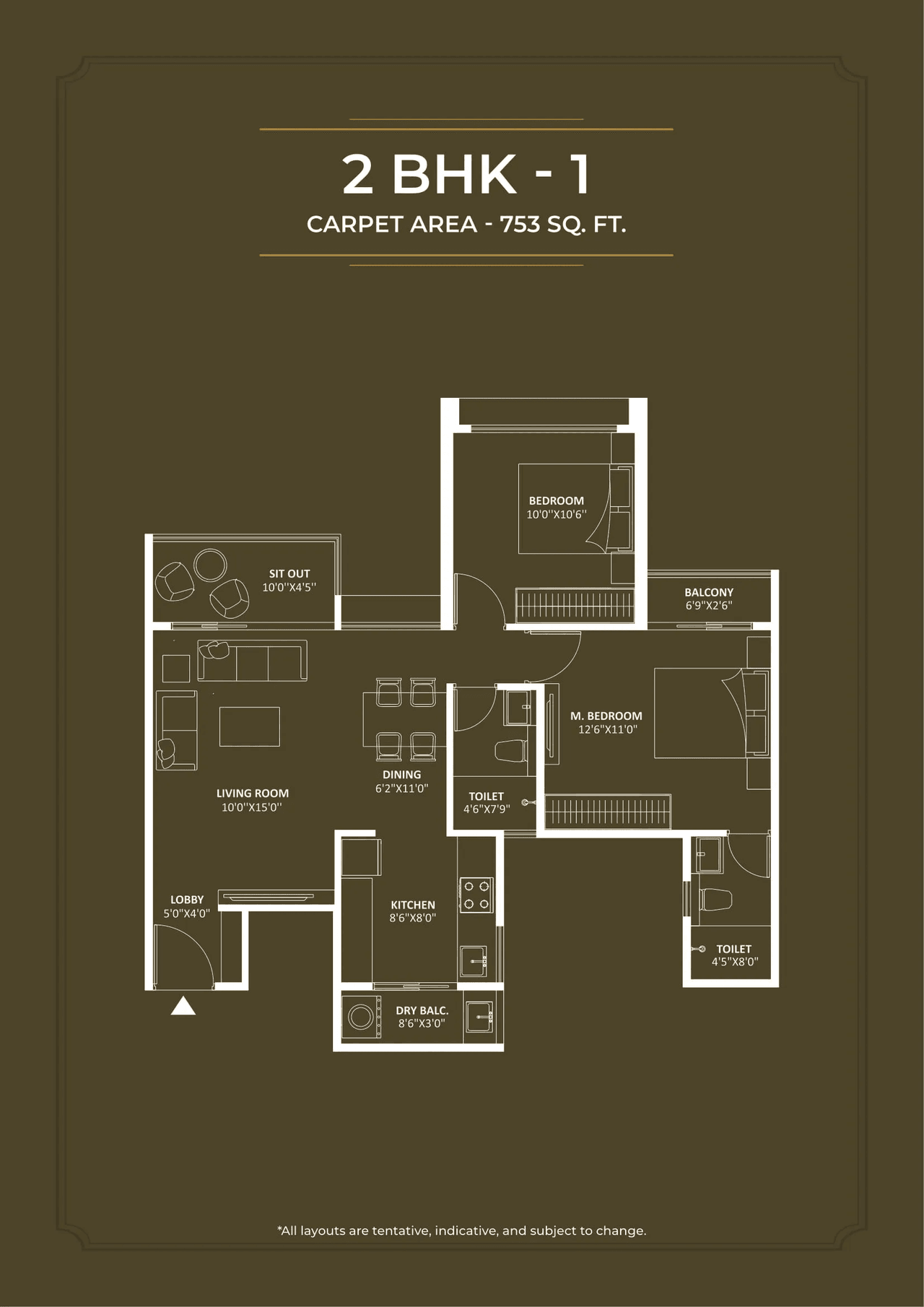 Saheel Downtown Wakad Unit plan - 753 sq.ft.