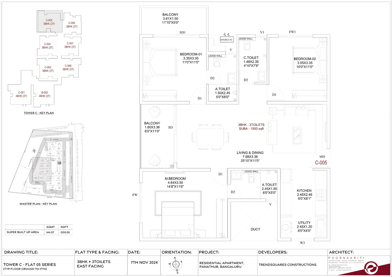 Trendsquares Akino Unit plan - 1054 sq.ft.