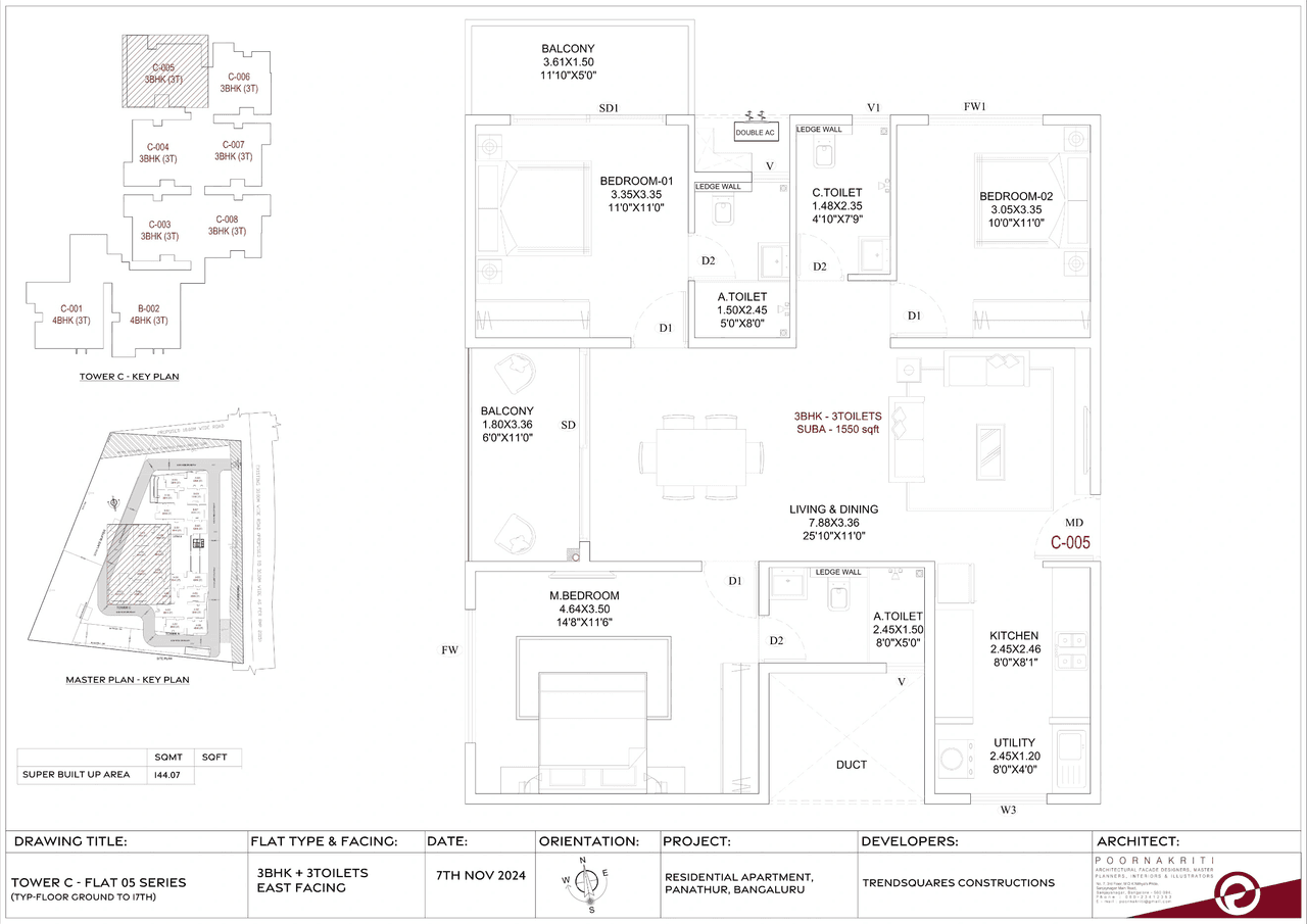 Trendsquares Akino Unit plan - 1074 sq.ft.