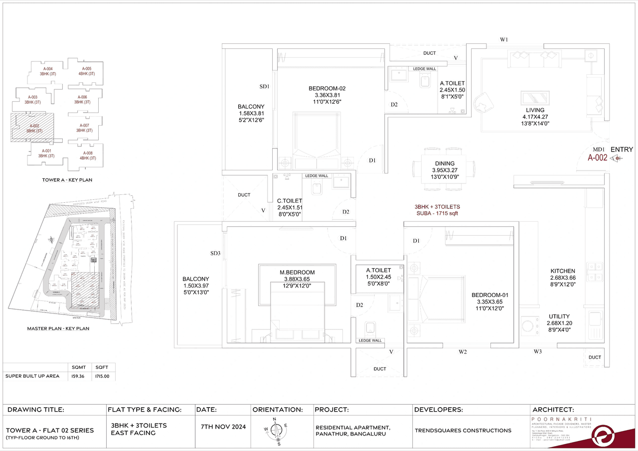 Trendsquares Akino Unit plan - 1166 sq.ft.