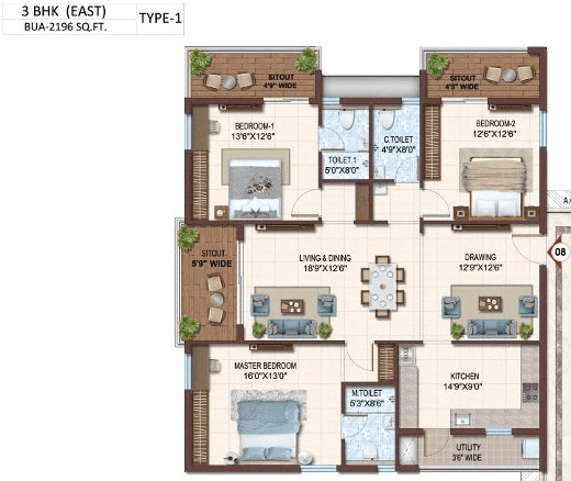 Unit plan - 1603 sq.ft.
