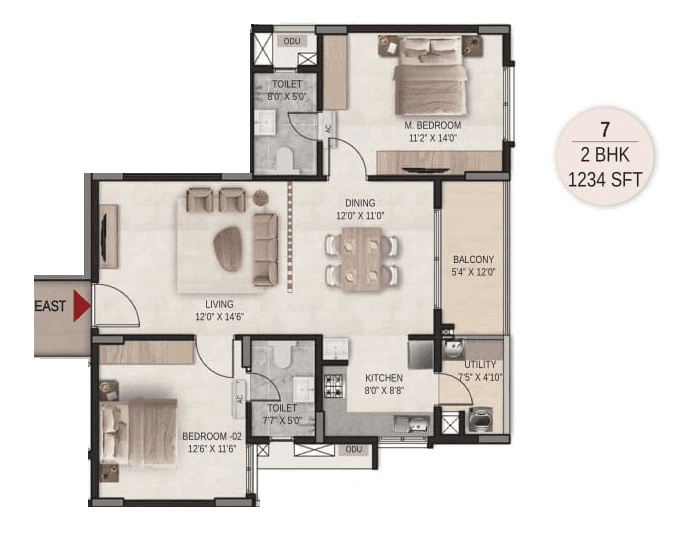 DSR The Courtyard Unit plan - 777 sq.ft.