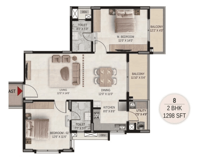 DSR The Courtyard Unit plan - 777 sq.ft.