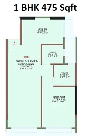 Gami Evara Unit plan - 475 sq.ft.