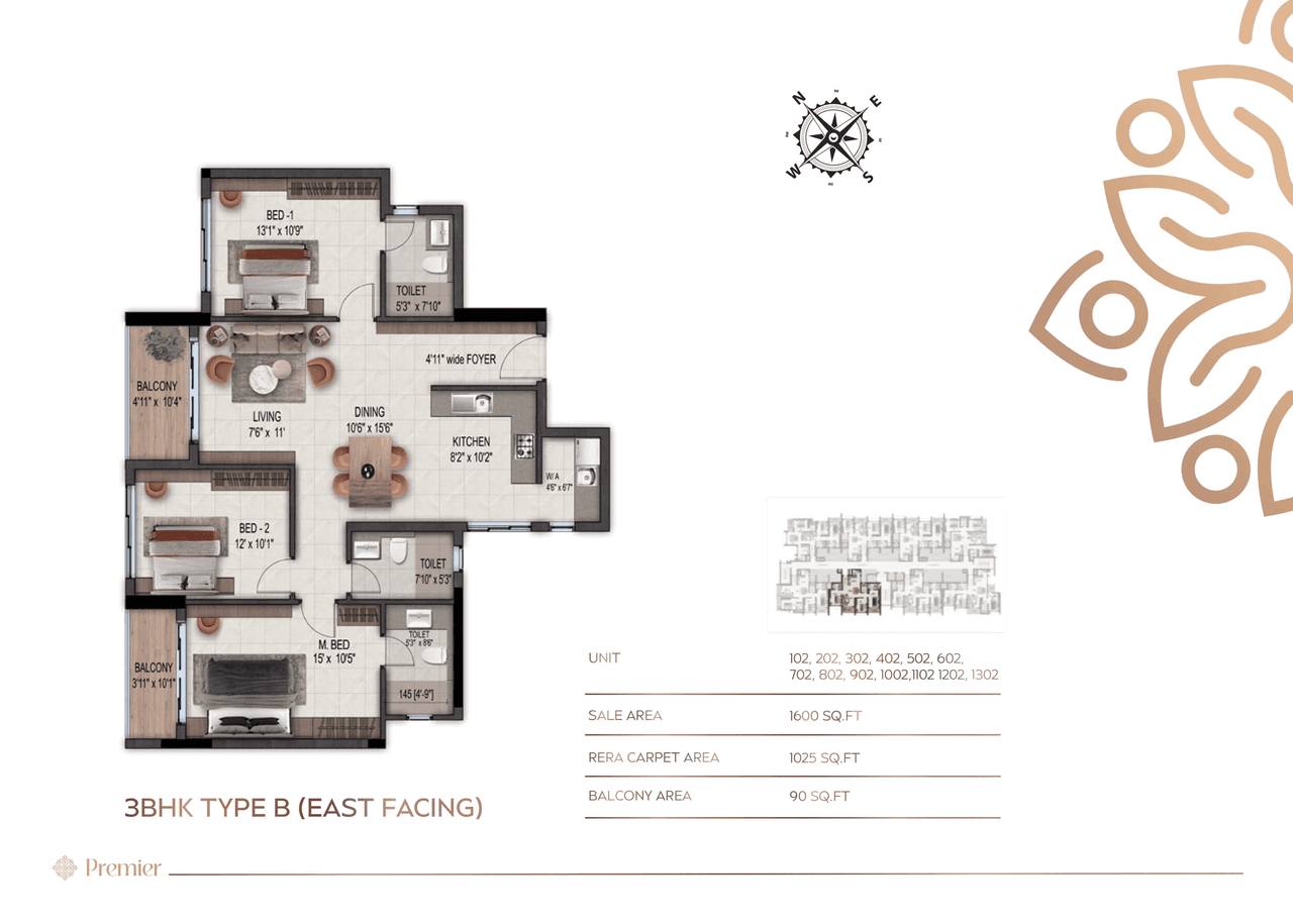 Signature Premier Unit plan - 1025 sq.ft.