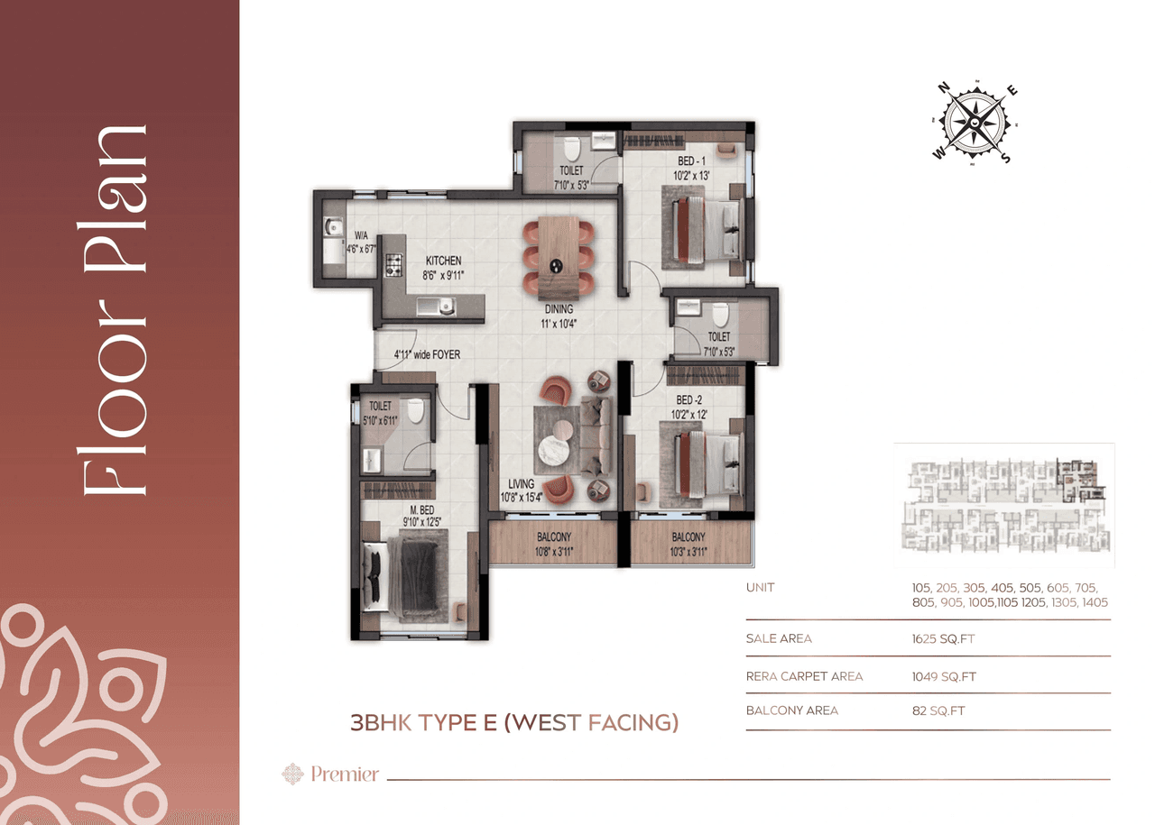 Signature Premier Unit plan - 1049 sq.ft.