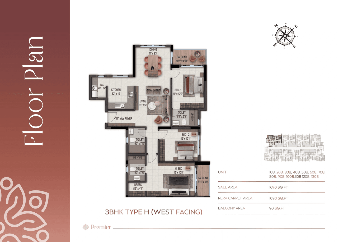 Signature Premier Unit plan - 1077 sq.ft.