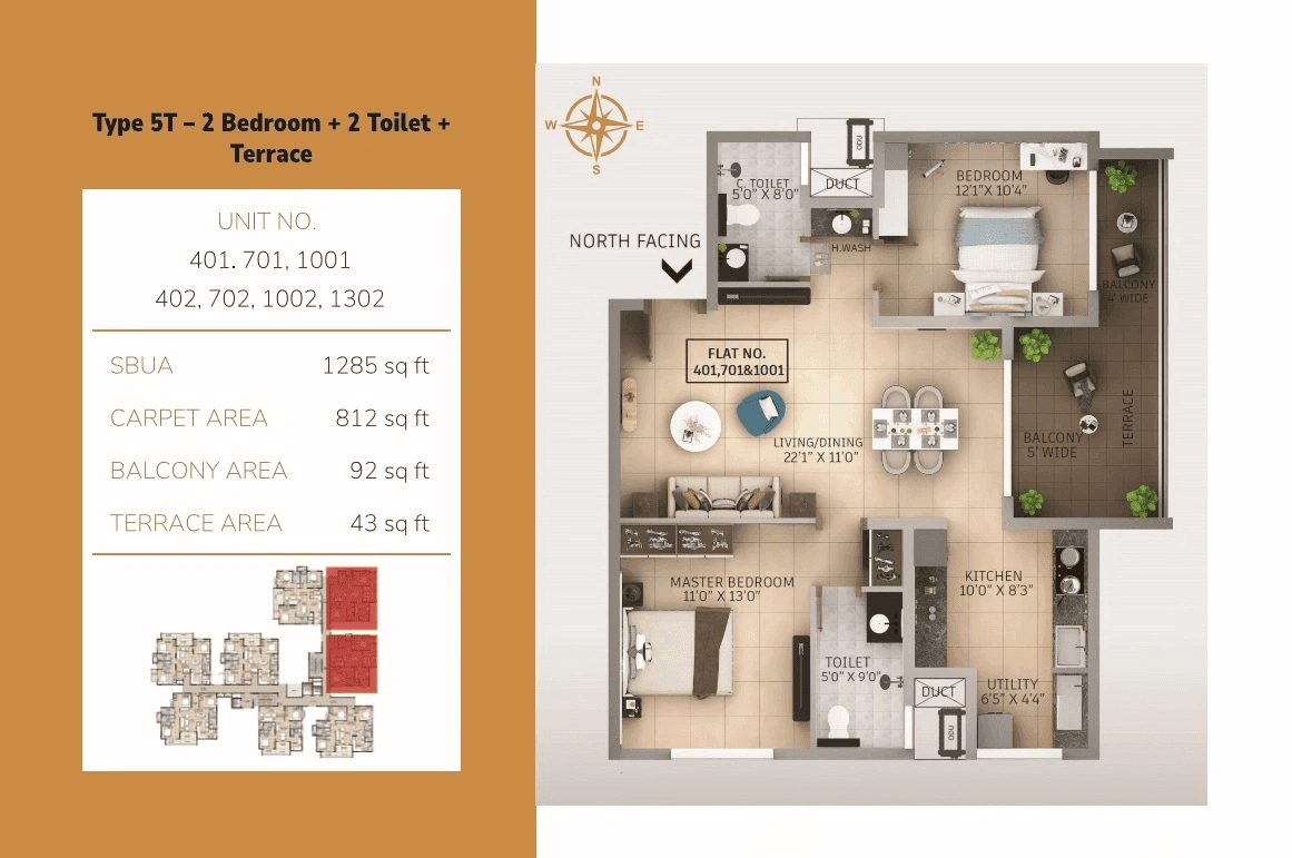 Sapthagiri Nirvana Unit plan - 912 sq.ft.
