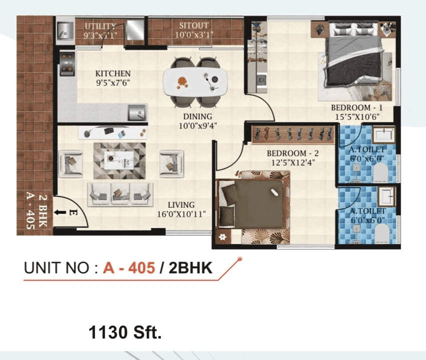 Mathapathi Grand Field Unit plan - 848 sq.ft.