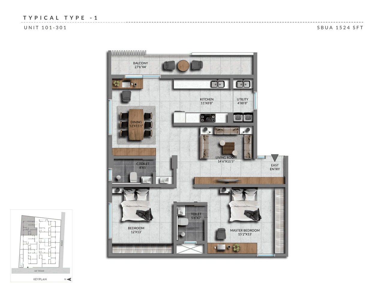 Sentient Heavie Eden Unit plan - 1066 sq.ft.