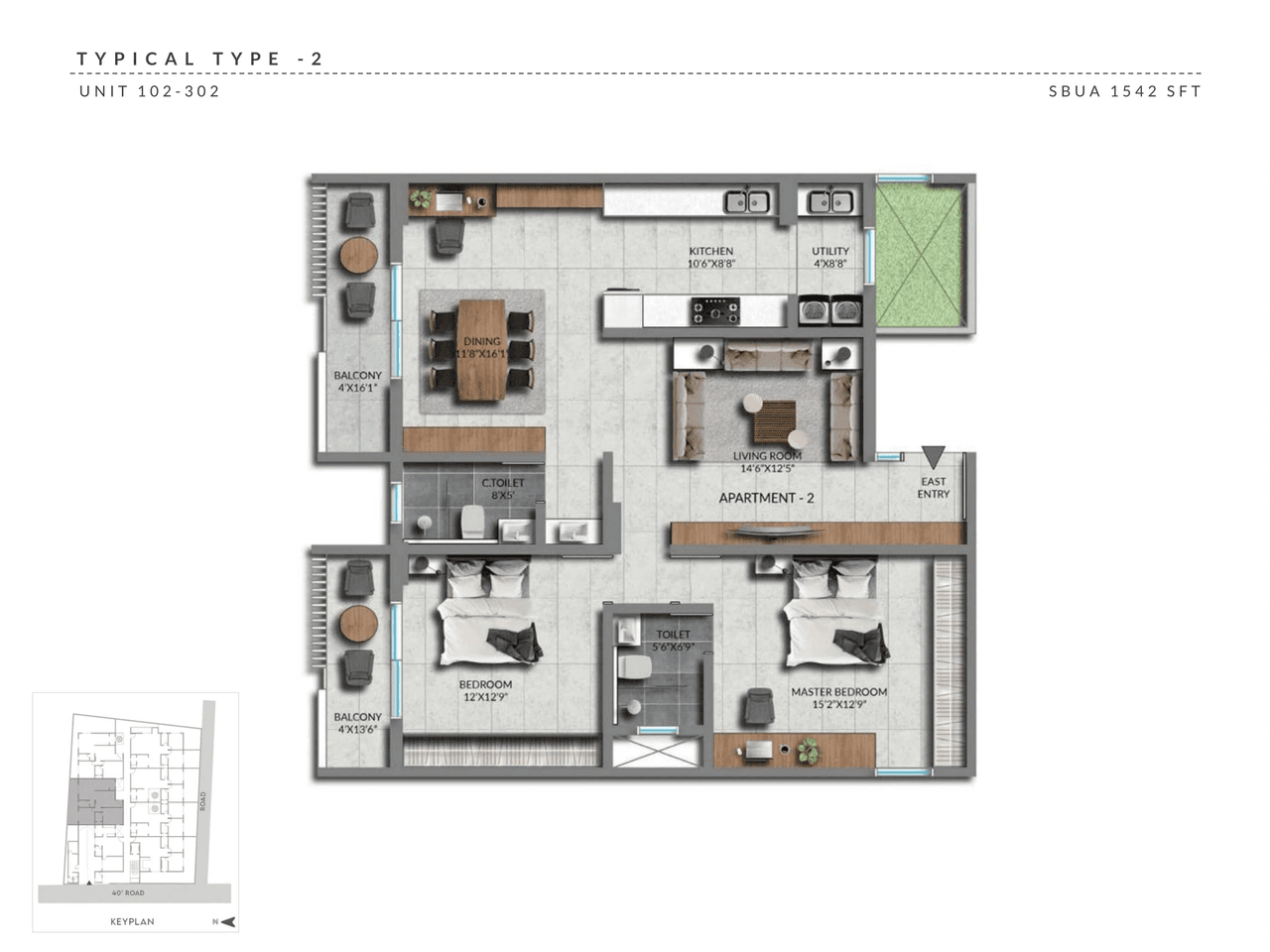 Sentient Heavie Eden Unit plan - 1079 sq.ft.