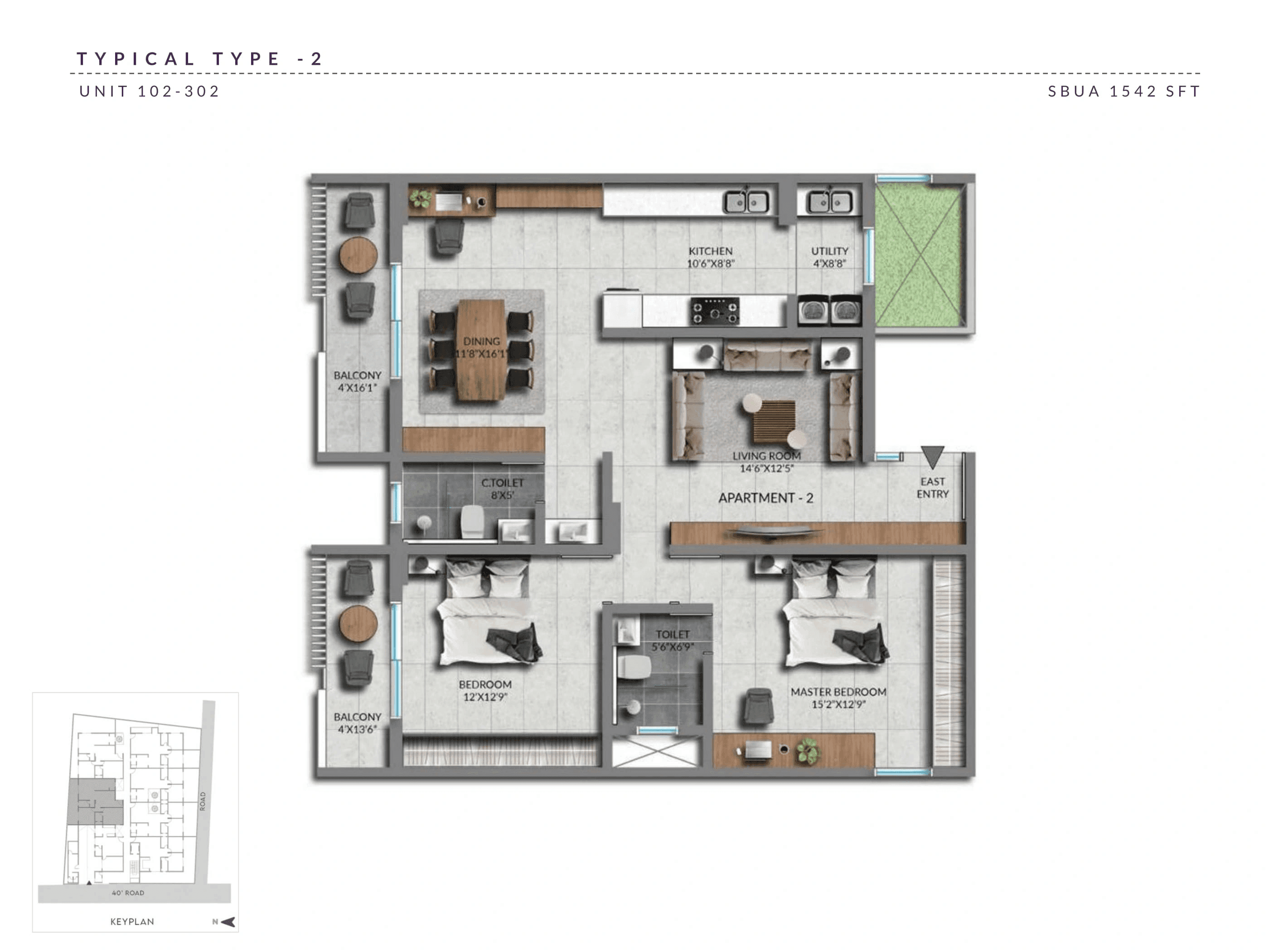 Unit plan - 1079 sq.ft.