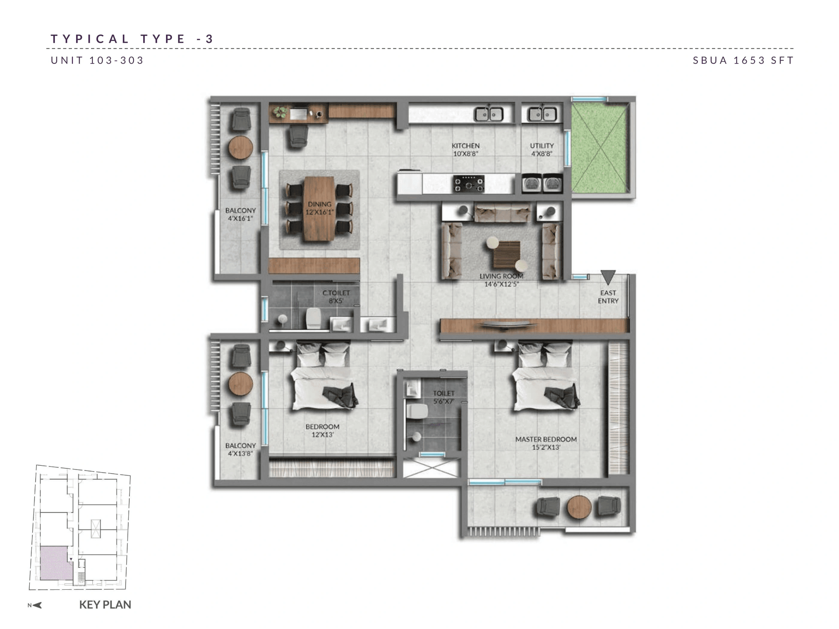 Unit plan - 1157 sq.ft.
