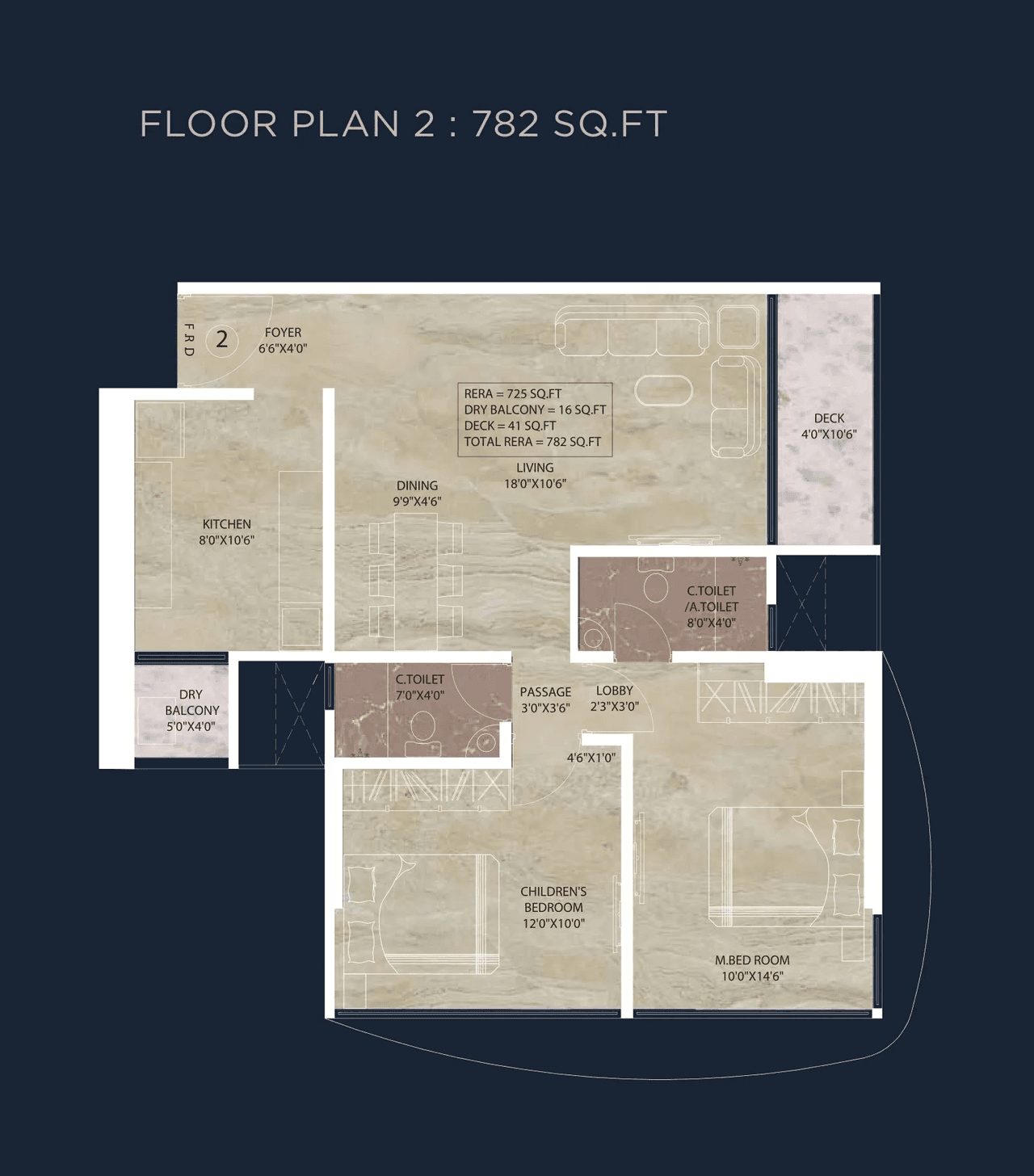 Bhatia Auriga 9 Unit plan - 782 sq.ft.