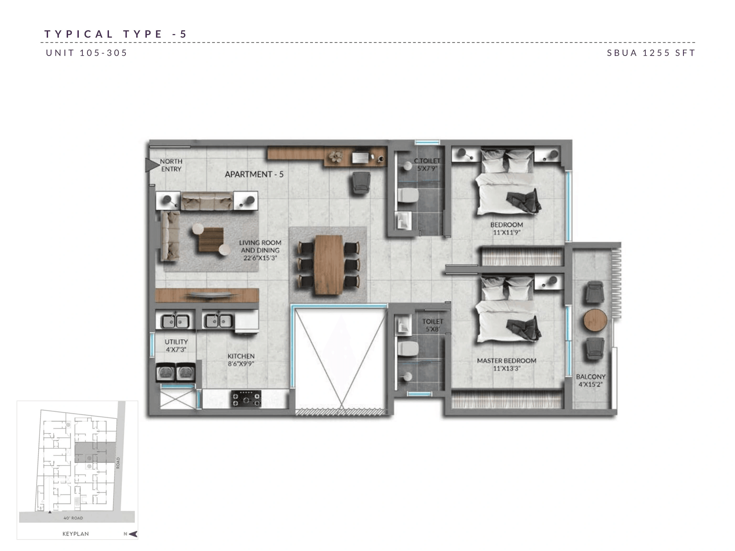 Unit plan - 878 sq.ft.