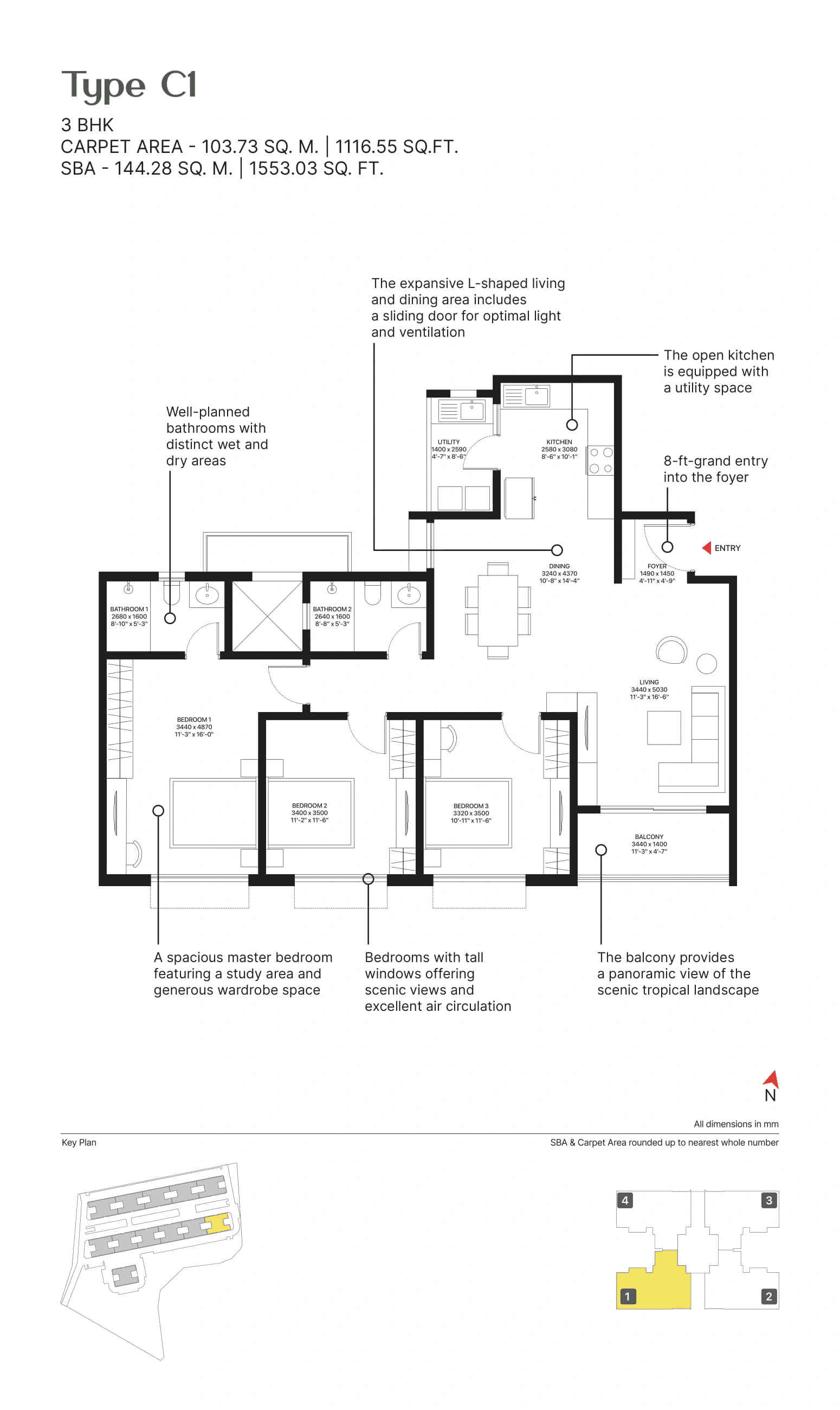 Sobha Ayana At Dream Acres Unit plan - 1116 sq.ft.