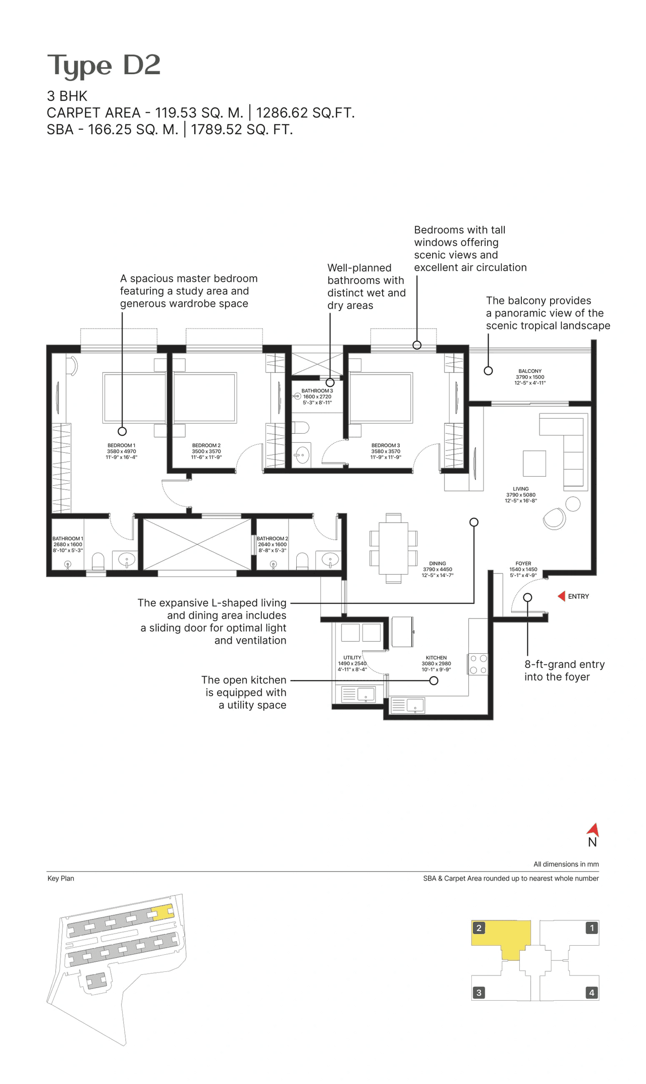 Sobha Ayana At Dream Acres Unit plan - 1286 sq.ft.