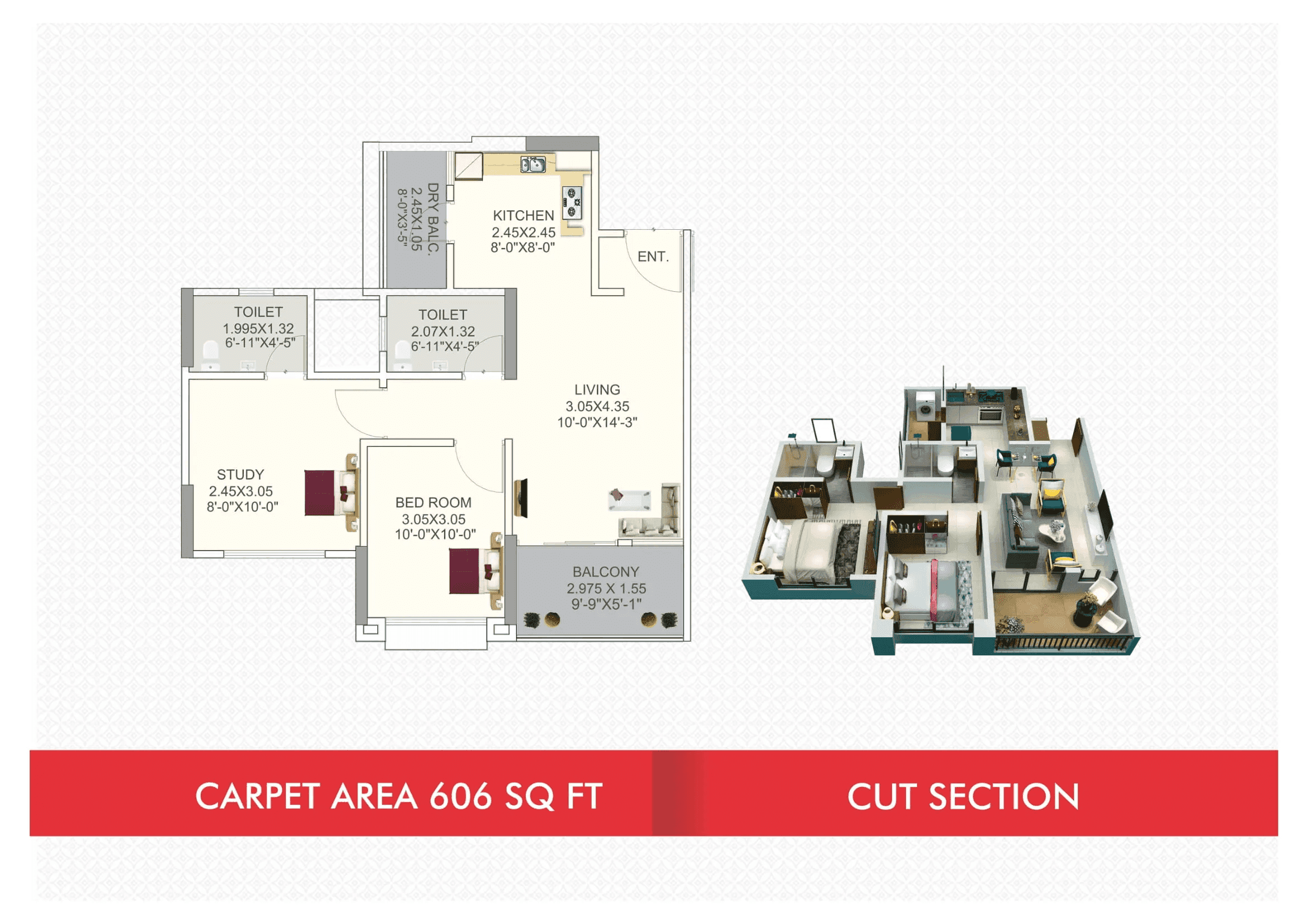 Unit plan - 605 sq.ft.